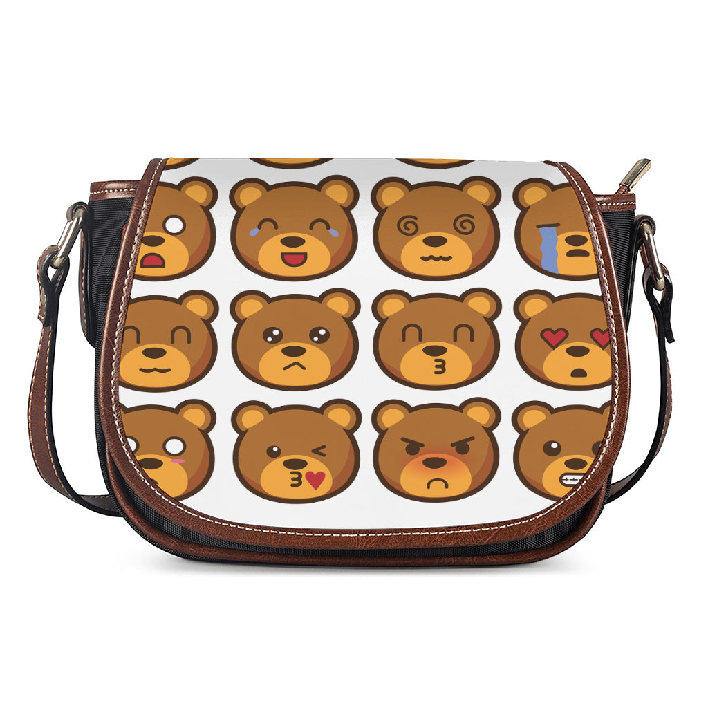 Teddy Bear Emoji Print Saddle Bag