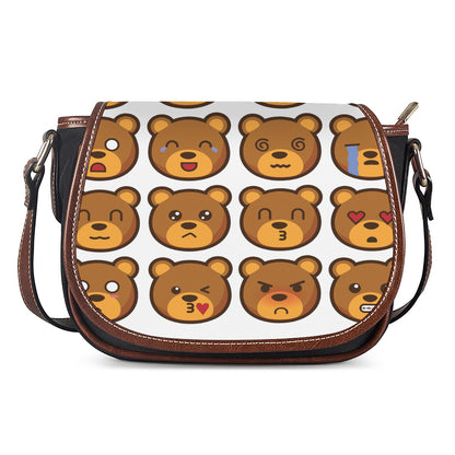 Teddy Bear Emoji Print Saddle Bag