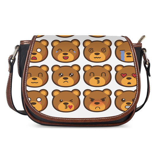 Teddy Bear Emoji Print Saddle Bag