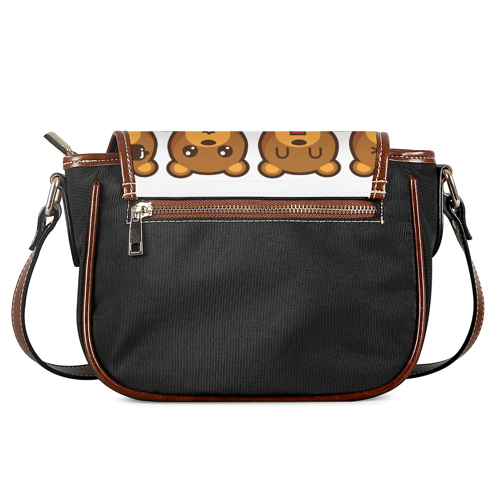 Teddy Bear Emoji Print Saddle Bag