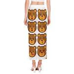 Teddy Bear Emoji Print Side Slit Maxi Skirt