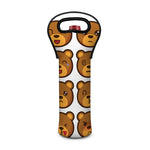 Teddy Bear Emoji Print Single Neoprene Wine Tote