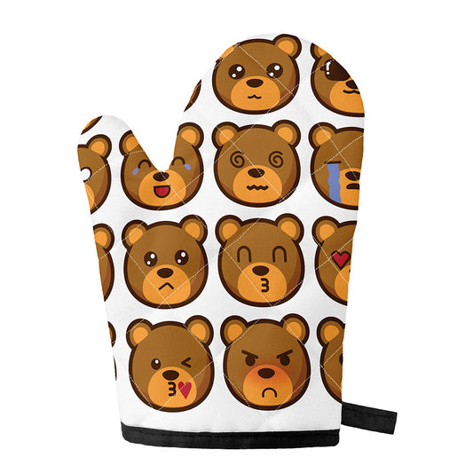 Teddy Bear Emoji Print Single Oven Mitt
