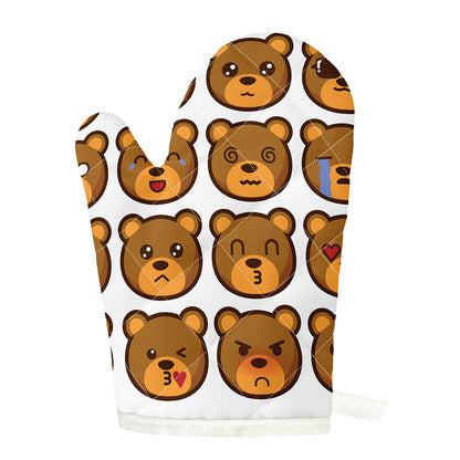 Teddy Bear Emoji Print Single Oven Mitt