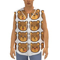 Teddy Bear Emoji Print Sleeveless Baseball Jersey