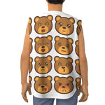 Teddy Bear Emoji Print Sleeveless Baseball Jersey