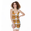 Teddy Bear Emoji Print Sleeveless Bodycon Dress