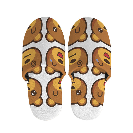 Teddy Bear Emoji Print Slippers