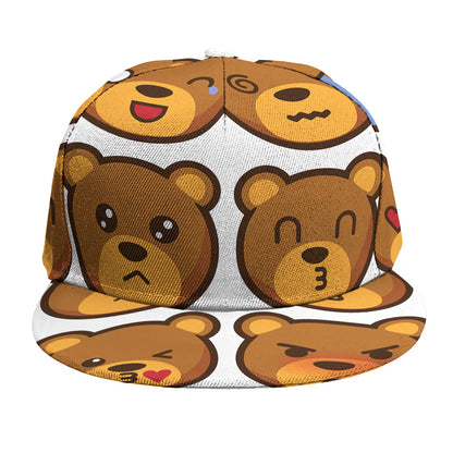 Teddy Bear Emoji Print Snapback Cap