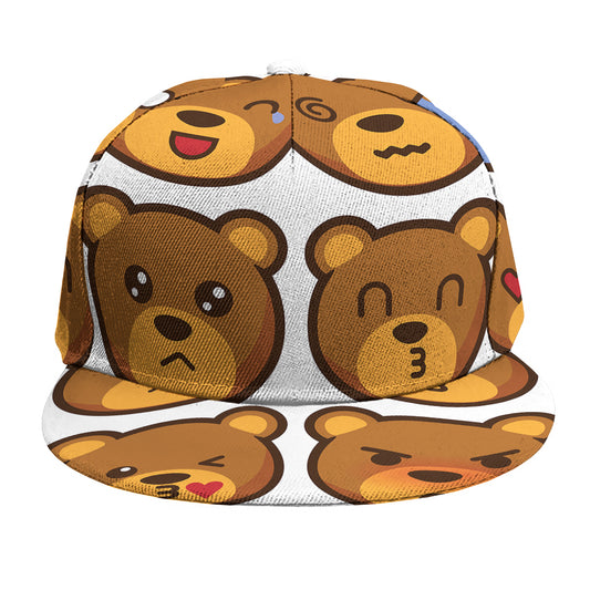 Teddy Bear Emoji Print Snapback Cap