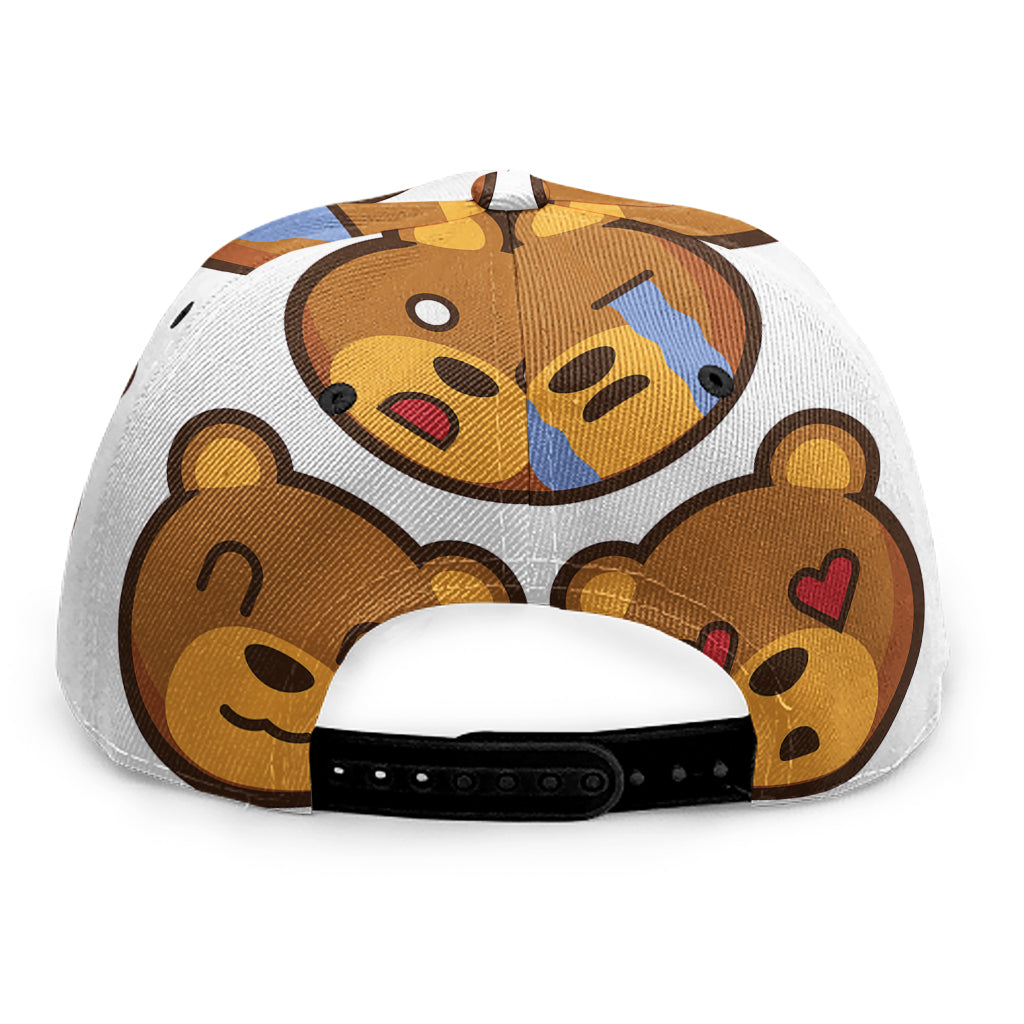 Teddy Bear Emoji Print Snapback Cap