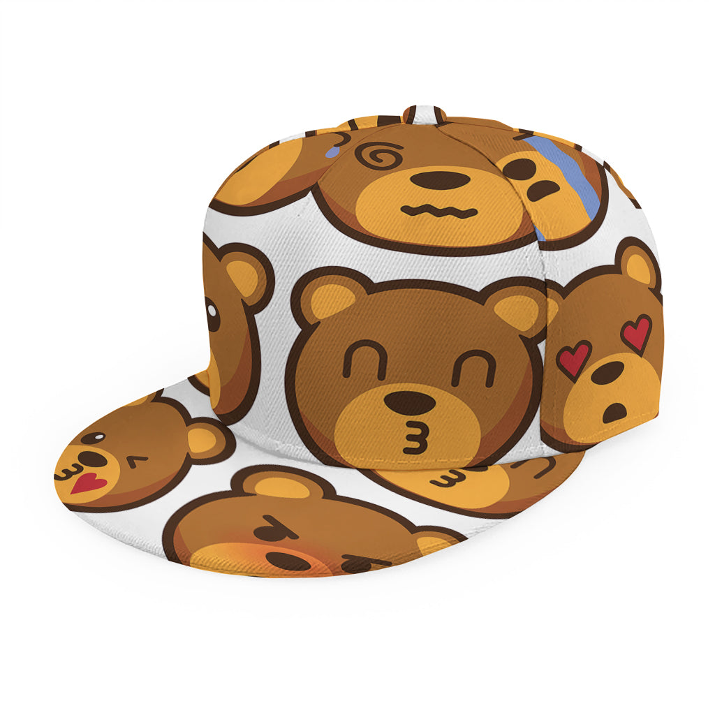Teddy Bear Emoji Print Snapback Cap