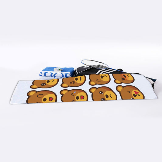 Teddy Bear Emoji Print Sports Towel