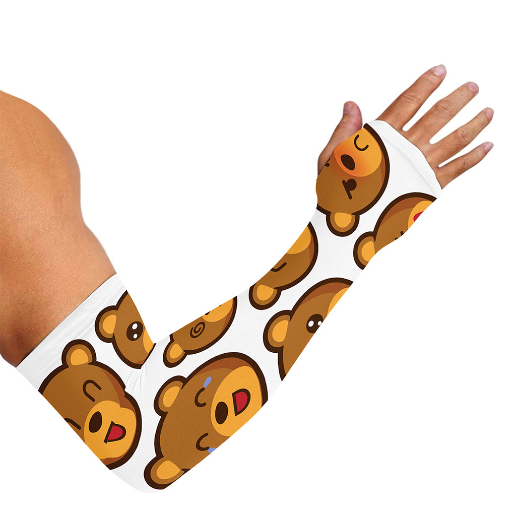 Teddy Bear Emoji Print Sun Protection Arm Sleeves