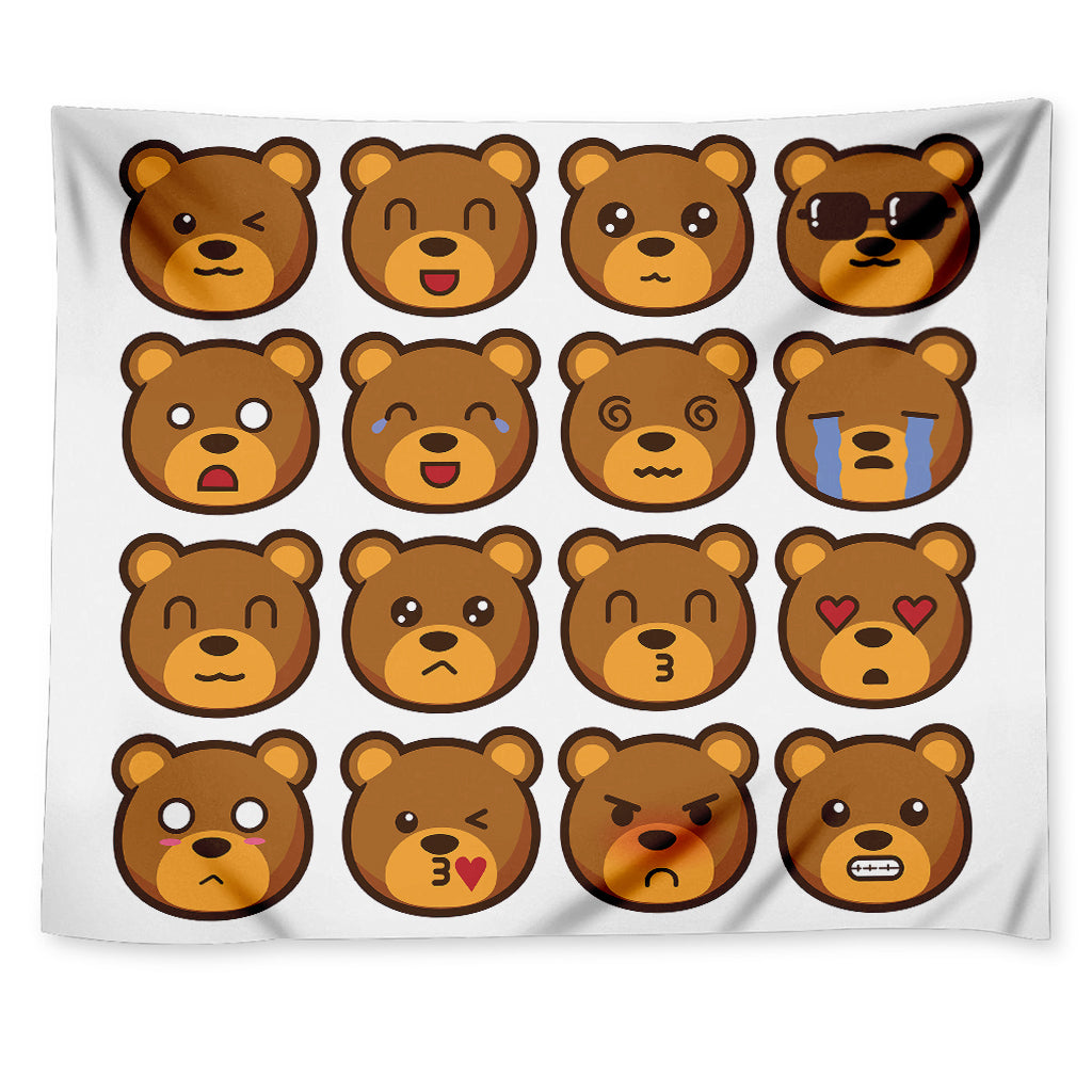 Teddy Bear Emoji Print Tapestry