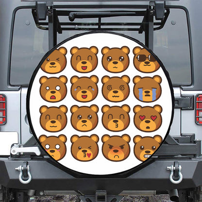 Teddy Bear Emoji Print Tire Cover