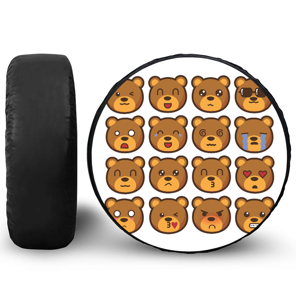 Teddy Bear Emoji Print Tire Cover