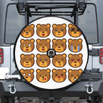 Teddy Bear Emoji Print Tire Cover With Camera Hole