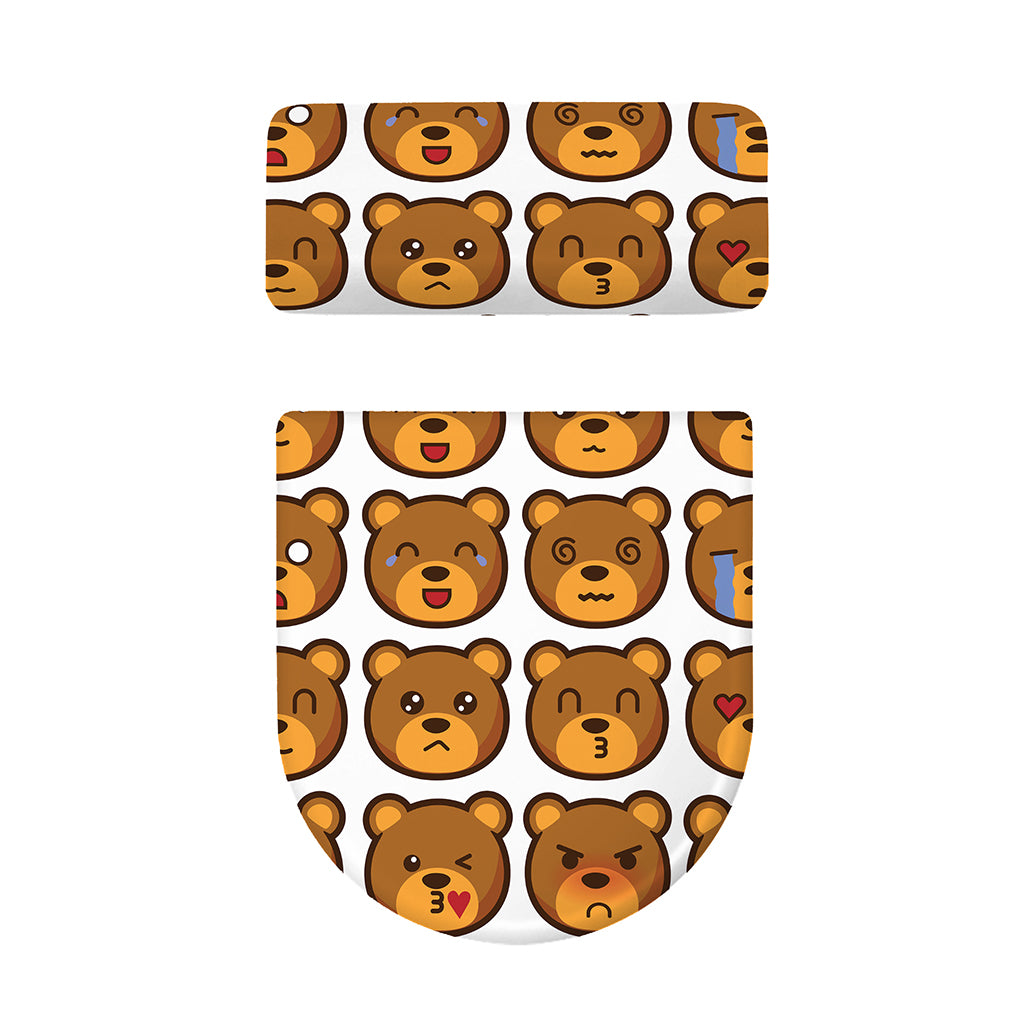 Teddy Bear Emoji Print Toilet Lid And Tank Cover Set