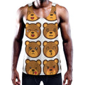 Teddy Bear Emoji Print Men's Workout Tank Top