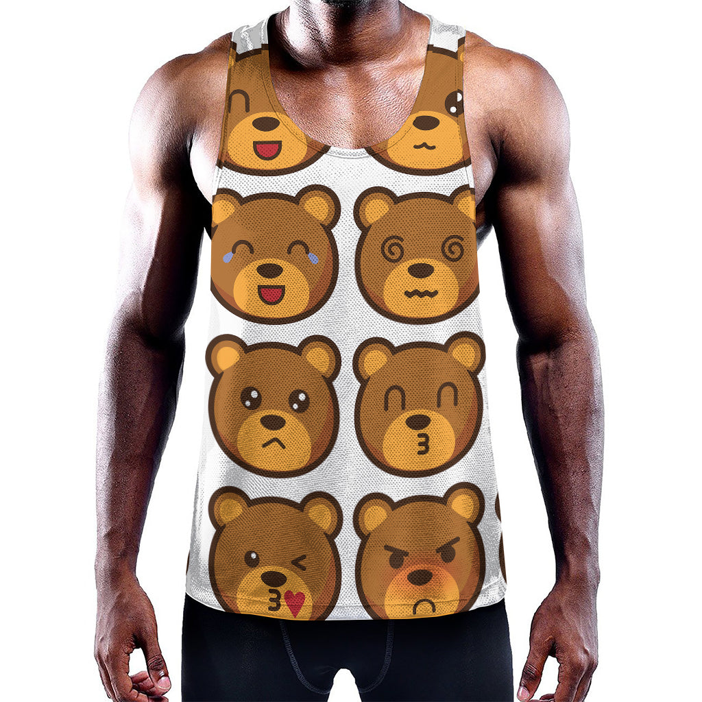 Teddy Bear Emoji Print Training Tank Top