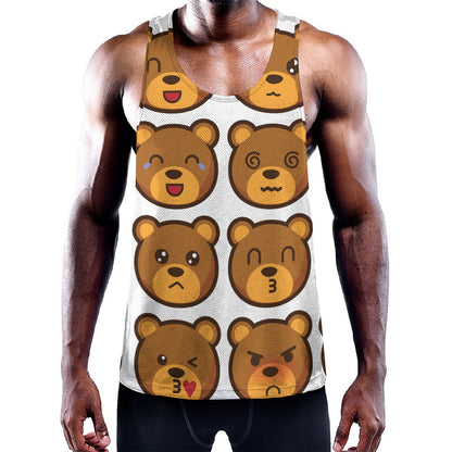 Teddy Bear Emoji Print Training Tank Top