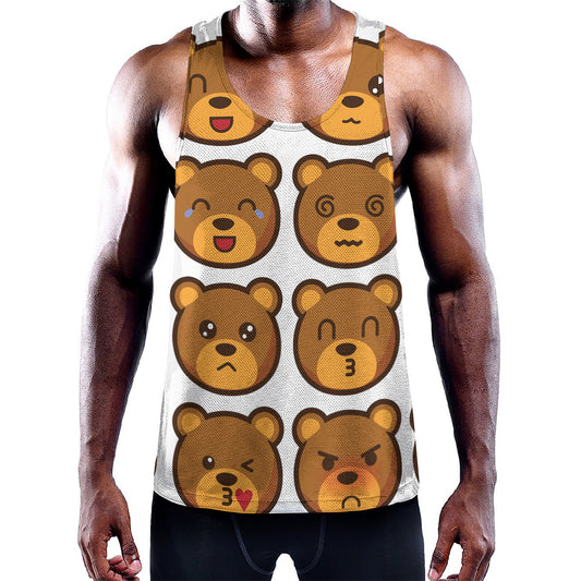 Teddy Bear Emoji Print Training Tank Top