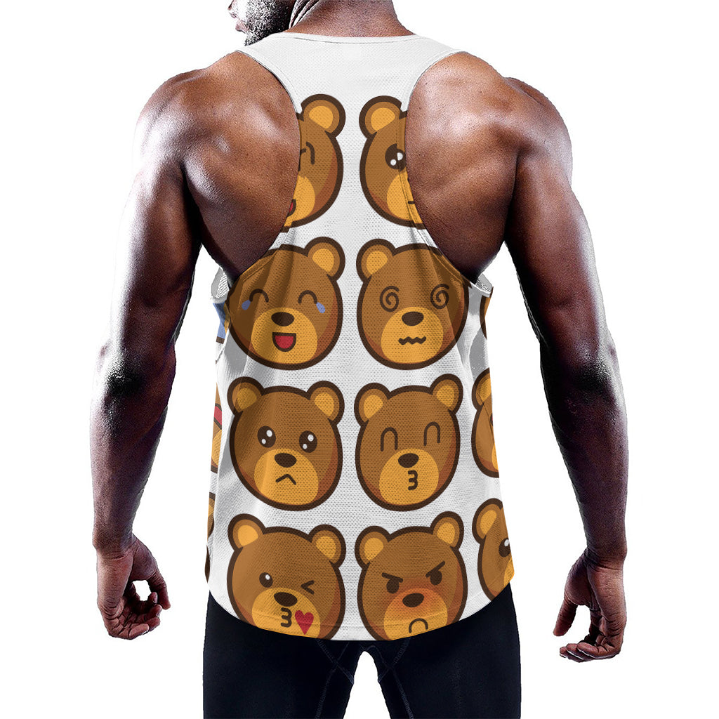 Teddy Bear Emoji Print Training Tank Top