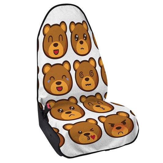 Teddy Bear Emoji Print Waterproof Car Seat Cover