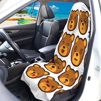 Teddy Bear Emoji Print Waterproof Car Seat Cover