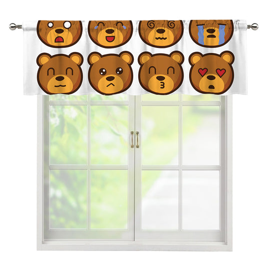Teddy Bear Emoji Print Window Valance
