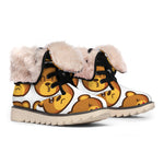 Teddy Bear Emoji Print Winter Boots