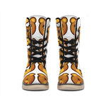 Teddy Bear Emoji Print Winter Boots