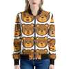 Teddy Bear Emoji Print Women's Bomber Jacket