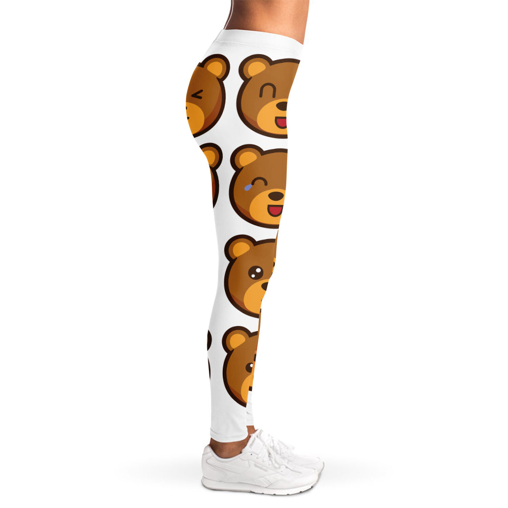 Teddy Bear Emoji Print Women's Leggings