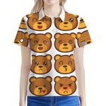 Teddy Bear Emoji Print Women's Polo Shirt
