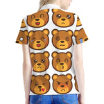 Teddy Bear Emoji Print Women's Polo Shirt