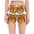 Teddy Bear Emoji Print Women's Split Running Shorts