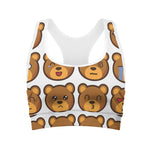 Teddy Bear Emoji Print Women's Sports Bra