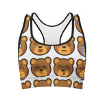 Teddy Bear Emoji Print Women's Sports Bra