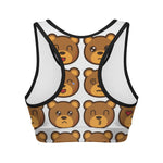 Teddy Bear Emoji Print Women's Sports Bra