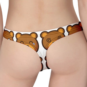 Teddy Bear Emoji Print Women's Thong