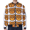 Teddy Bear Emoji Print Zip Sleeve Bomber Jacket