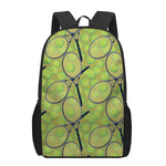 Tennis Ball And Racket Pattern Print 17 Inch Backpack