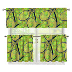 Tennis Ball And Racket Pattern Print 3 Piece Kitchen Curtains