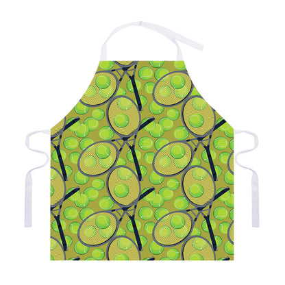 Tennis Ball And Racket Pattern Print Adjustable Apron
