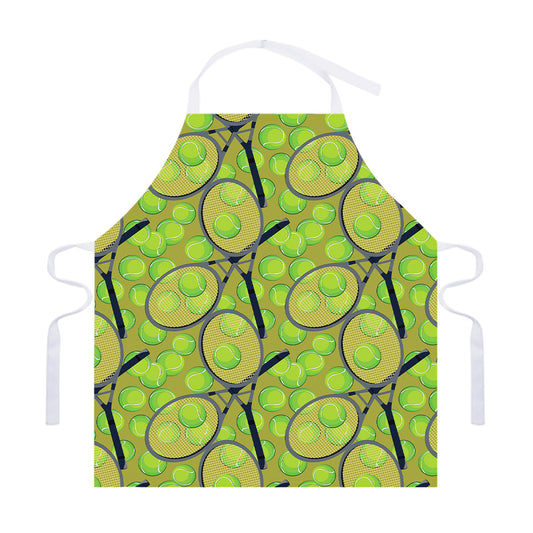 Tennis Ball And Racket Pattern Print Adjustable Apron