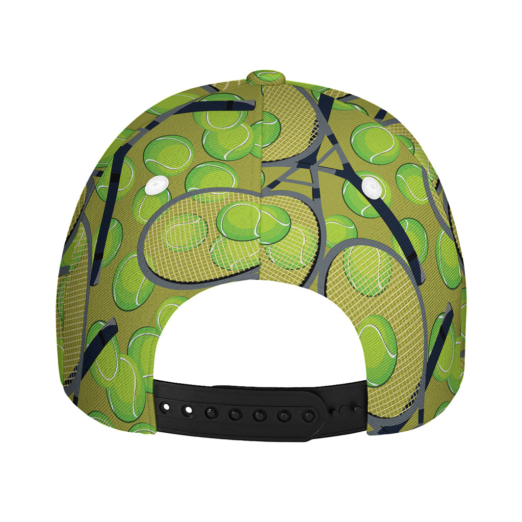 Tennis Ball And Racket Pattern Print Baseball Cap