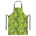 Tennis Ball And Racket Pattern Print Bib Apron With Pocket