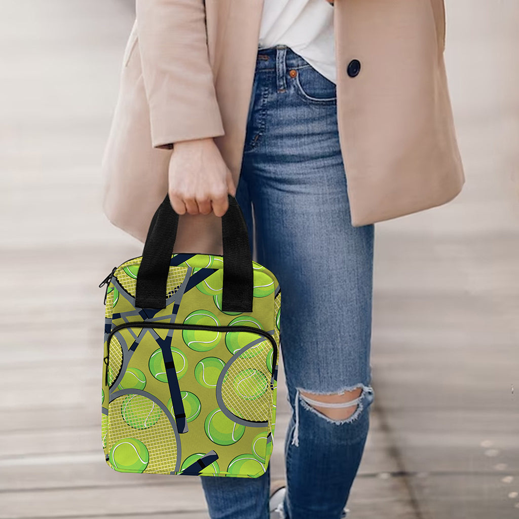 Tennis Ball And Racket Pattern Print Bible Tote Bag